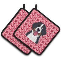 "Caroline's Treasures Bernese Mountain Dog Hearts Pair of Pot Holders, 7.5HX7.5W, Multicolor"