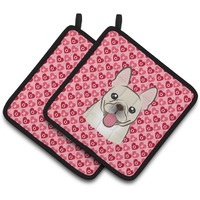 "Caroline's Treasures BB5308PTHD French Bulldog Hearts Pair of Pot Holders, 7.5H X 7.5W"", Multicolor"