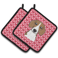 "Caroline's Treasures Beagle Hearts Pair of Pot Holders, 7.5HX7.5W, Multicolor"