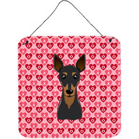 "Caroline's Treasures Min Pin Hearts Metal Print, 6 H x 6 W, Multicolor"