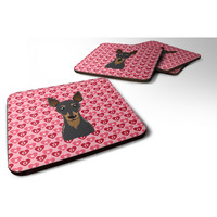 "Caroline's Treasures Min Pin Hearts Foam Coaster Set of 4, 3.5, Multicolor"