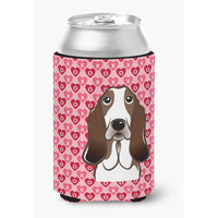 "Caroline's Treasures Basset Hound Hearts Can or Bottle Hugger, Multicolor"