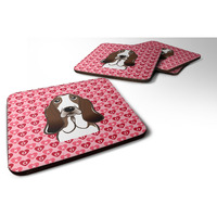 "Caroline's Treasures Basset Hound Hearts Foam Coaster Set of 4, 3.5, Multicolor"