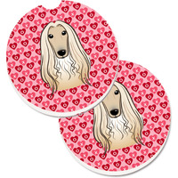 "Caroline's Treasures Afghan Hound Hearts Set of 2 Cup Holder Car Coasters, 2.56, Multicolor"