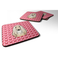 "Caroline's Treasures Afghan Hound Hearts Foam Coaster Set of 4, 3.5, Multicolor"