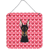 "Caroline's Treasures Doberman Pinscher Hearts Metal Print, 6 H x 6 W, Multicolor"