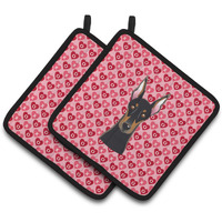 "Caroline's Treasures Doberman Pinscher Hearts Pair of Pot Holders, 7.5HX7.5W, Multicolor"