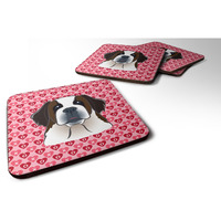 "Caroline's Treasures Saint Bernard Hearts Foam Coaster Set of 4, 3.5, Multicolor"