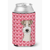 "Caroline's Treasures Wire Haired Fox Terrier Hearts Can or Bottle Hugger, Multicolor"
