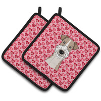 "Caroline's Treasures Wire Haired Fox Terrier Hearts Pair of Pot Holders, 7.5HX7.5W, Multicolor"