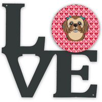 "Caroline's Treasures Chocolate Brown Shih Tzu Metal Artwork Love wall-decor, Multicolor"