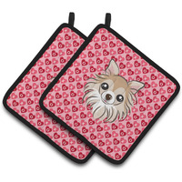 "Caroline's Treasures Chihuahua Hearts Pair of Pot Holders, 7.5HX7.5W, Multicolor"