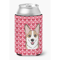 "Caroline's Treasures Sable Corgi Hearts Can or Bottle Hugger, Multicolor"