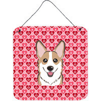 "Caroline's Treasures Sable Corgi Hearts Metal Print, 6 H x 6 W, Multicolor"