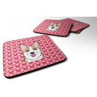 "Caroline's Treasures Sable Corgi Hearts Foam Coaster Set of 4, 3.5, Multicolor"