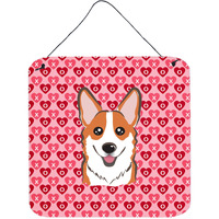 "Caroline's Treasures Red Corgi Hearts Metal Print, 6 H x 6 W, Multicolor"