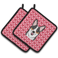 "Caroline's Treasures Tricolor Corgi Hearts Pair of Pot Holders, 7.5HX7.5W, Multicolor"