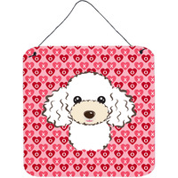 "Caroline's Treasures White Poodle Hearts Metal Print, 6 H x 6 W, Multicolor"