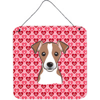 "Caroline's Treasures Jack Russell Terrier Hearts Metal Print, 6 H x 6 W, Multicolor"