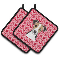"Caroline's Treasures BB5331PTHD Jack Russell Terrier Hearts Pair of Pot Holders, 7.5H X 7.5W"", Multicolor"