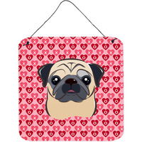 "Caroline's Treasures Fawn Pug Hearts Metal Print, 6 H x 6 W, Multicolor"
