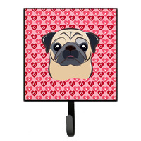 "Caroline's Treasures Fawn Pug Hearts Wall Hook, Small, Multicolor"