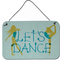 "Caroline's Treasures Let's Dance Linen Teal Metal Print, 8 H x 12 W"