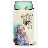 "Caroline's Treasures Coffee First Sign Tall Boy Beverage Insulator Hugger, Multicolor"