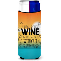 "Caroline's Treasures A Meal Without Wine Sign Michelob Ultra Hugger For Slim Cans, Multicolor"