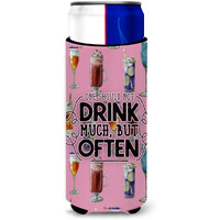 "Caroline's Treasures Cocktails Drink Often Sign Michelob Ultra Hugger For Slim Cans, Multicolor"