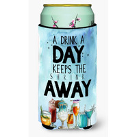 "Caroline's Treasures A Drink A Day Sign Tall Boy Beverage Insulator Hugger, Multicolor"