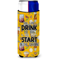 "Caroline's Treasures Start Drinking In The Morning Michelob Ultra Hugger For Slim Cans, Multicolor"