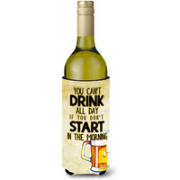 "Caroline's Treasures BB5412LITERK Start Drinking in the Morning Beer Wine Bottle Beverage Insulator Hugger, 750ml, Multicolor"