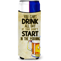 "Caroline's Treasures Start Drinking In The Morning Beer Michelob Ultra Hugger For Slim Cans, Multicolor"