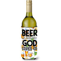 "Caroline's Treasures BB5413LITERK Beer is Proof God Loves You Wine Bottle Beverage Insulator Hugger, 750ml, Multicolor"