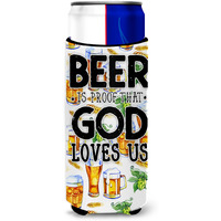 "Caroline's Treasures Beer Is Proof God Loves You Michelob Ultra Hugger For Slim Cans, Multicolor"