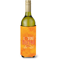 "Caroline's Treasures BB5417LITERK I Love you Mom Wine Bottle Beverage Insulator Hugger, 750ml, Multicolor"