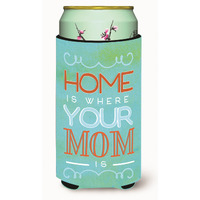 "Caroline's Treasures Home Is Where Mom Is Blue Tall Boy Beverage Insulator Hugger, Multicolor"
