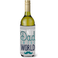 "Caroline's Treasures BB5427LITERK No 1 Dad in the World Wine Bottle Beverage Insulator Hugger, 750ml, Multicolor"