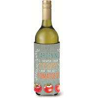 "Caroline's Treasures BB5432LITERK Gardening Therapy and Tomatoes Wine Bottle Beverage Insulator Hugger, 750ml, Multicolor"