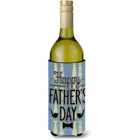 "Caroline's Treasures BB5437LITERK Happy Father's Day Neckties Wine Bottle Beverage Insulator Hugger, 750ml, Multicolor"