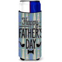 "Caroline's Treasures Happy Father's Day Neckties Michelob Ultra Hugger For Slim Cans, Multicolor"