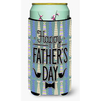 "Caroline's Treasures Happy Father's Day Neckties Tall Boy Beverage Insulator Hugger, Multicolor"