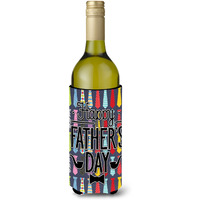 "Caroline's Treasures BB5438LITERK Happy Father's Day Neckties Bright Wine Bottle Beverage Insulator Hugger, 750ml, Multicolor"