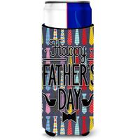 "Caroline's Treasures Happy Father's Day Neckties Bright Michelob Ultra Hugger For Slim Cans, Multicolor"