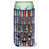 "Caroline's Treasures Happy Father's Day Neckties Bright Tall Boy Beverage Insulator Hugger, Multicolor"