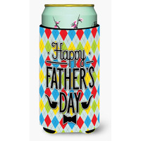 "Caroline's Treasures Happy Father's Day Argyle Tall Boy Beverage Insulator Hugger, Multicolor"