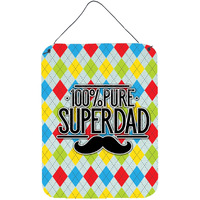 "Caroline's Treasures 100% Pure Dad Argyle Metal Print, 16 H x 12 W, Multicolor"