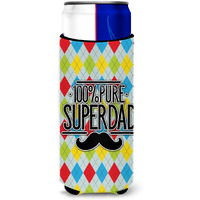 "Caroline's Treasures 100% Pure Dad Argyle Michelob Ultra Hugger For Slim Cans, Multicolor"