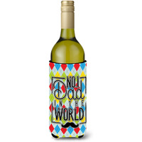 "Caroline's Treasures BB5441LITERK No 1 Dad in the World Argyle Wine Bottle Beverage Insulator Hugger, 750ml, Multicolor"